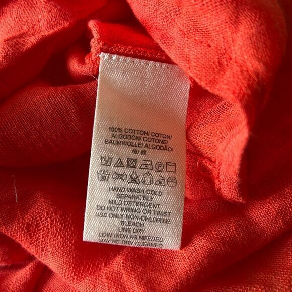 Free people orange cotton button front with open back oversized blouse size XS - Picture 7 of 8